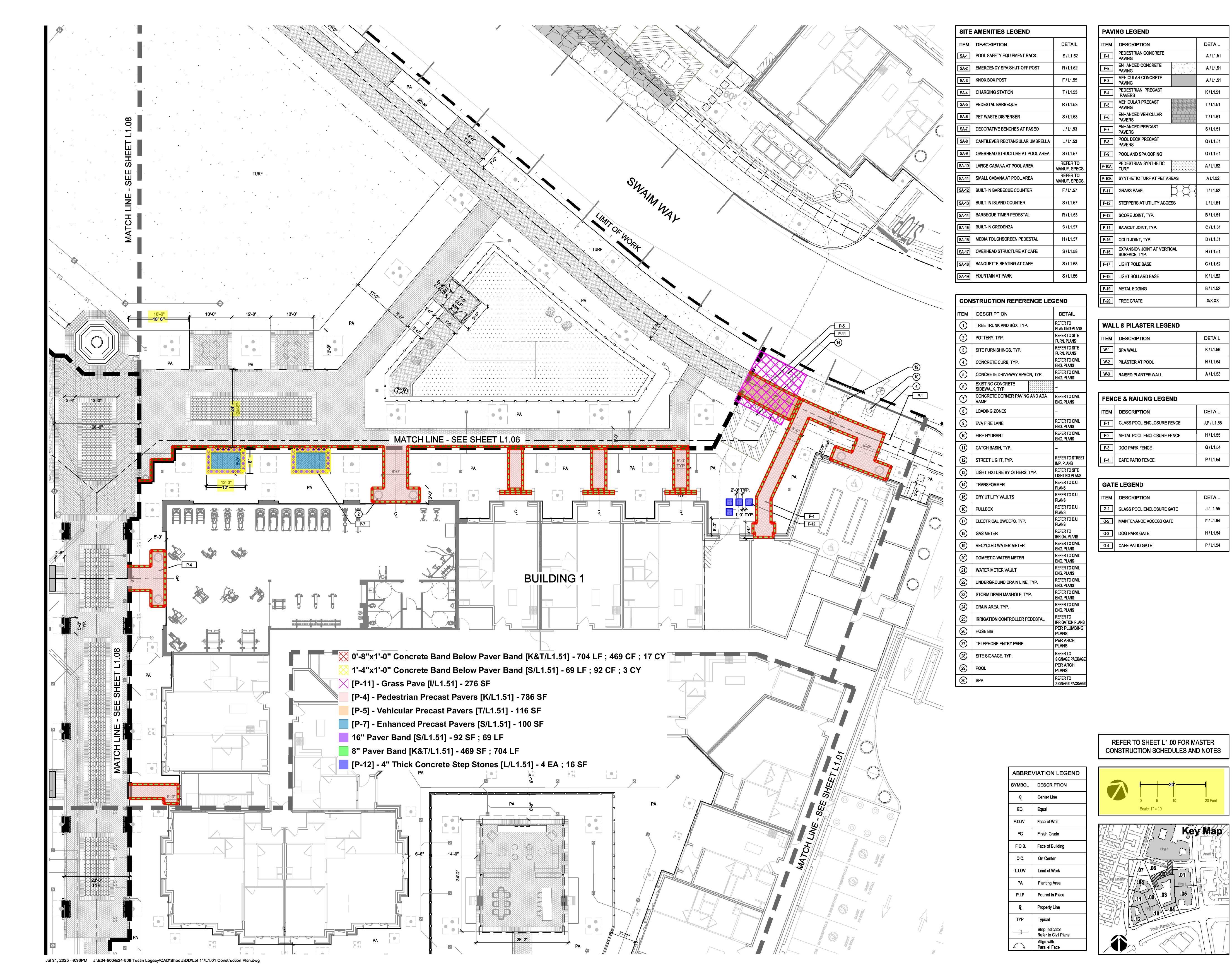 Exterior site concrete and paving work, demonstrating our site concrete quantity takeoff capabilities.